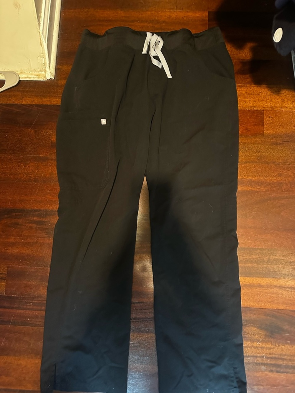 Figs Women's Black Drawstring Joggers with Grey Tie